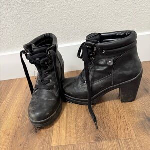 Joe Boxer Black Ankle Boots Chunky Heel